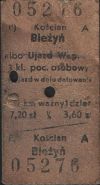 Bilet relacji Kocian-Biey 3 kl.poc. osob. z 1.10.1954